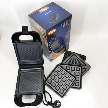 Мультимейкер (бутербродница-вафельница-гриль) Magio MG-363, Бутербродница 4в1, Сендвичница, Мультимейкер