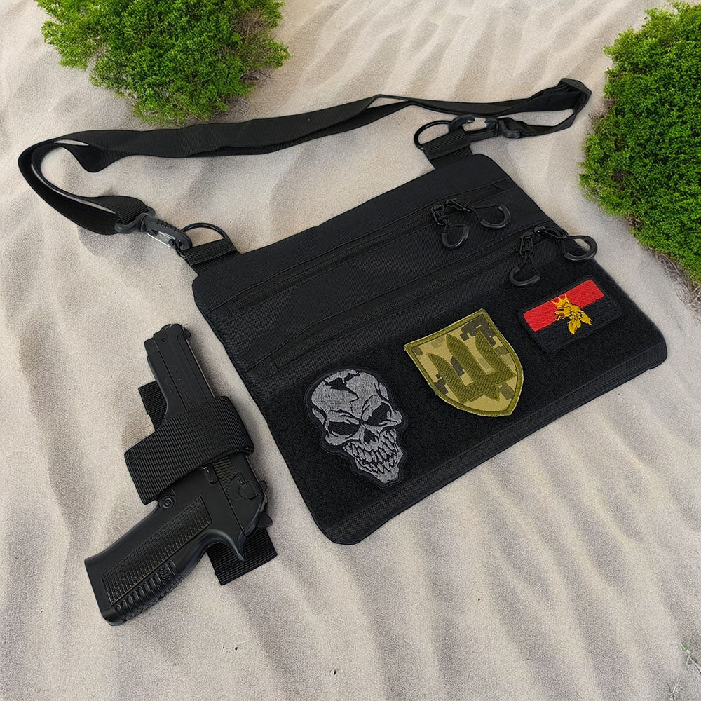 Черная сумка тактическая нагрудная, Сумка через плечо военная, Мужская сумка-слинг тактическая