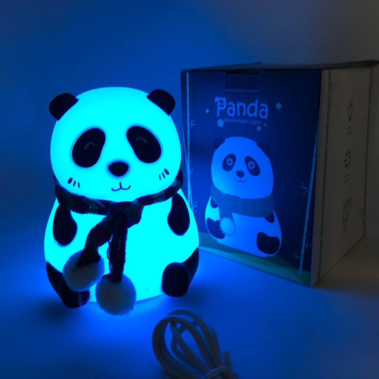 Детский силиконовый ночник светильник Панда 7 цветов, Силиконовый ночник игрушка для детей