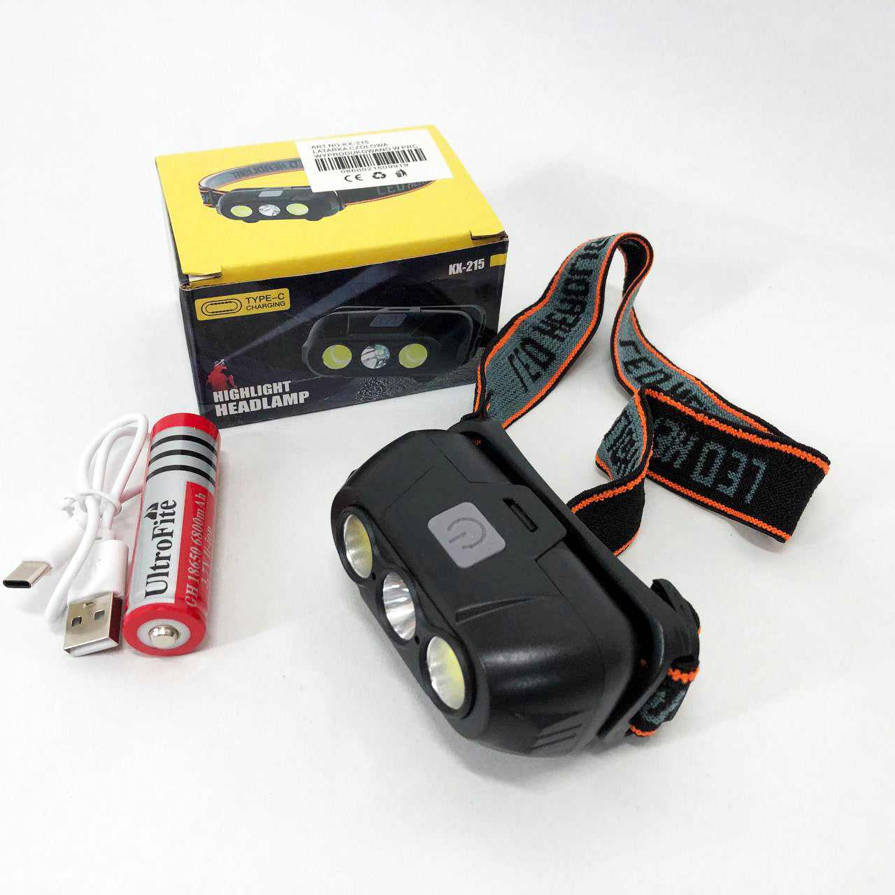 Фонарь налобный аккумуляторный KX-215-LED-2COB, Налобный светодиодный фонарь для ночных прогулок