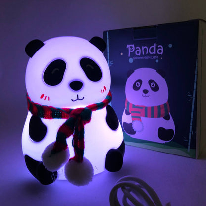 Детский силиконовый ночник светильник Панда 7 цветов, Силиконовый ночник игрушка для детей