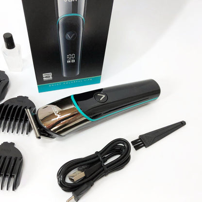 Профессиональная машинка для стрижки волос триммер VGR V-291 с насадками, электробритва. Цвет: зеленый