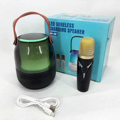 Портативная колонка XM-A68 с RGB подсветкой и микрофоном, Bluetooth микрофон для караоке