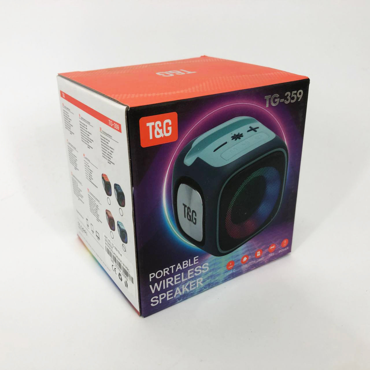 Портативная Bluetooth колонка TG359 7W с RGB подсветкой, аккумуляторная колонка для музыки. Цвет: синий