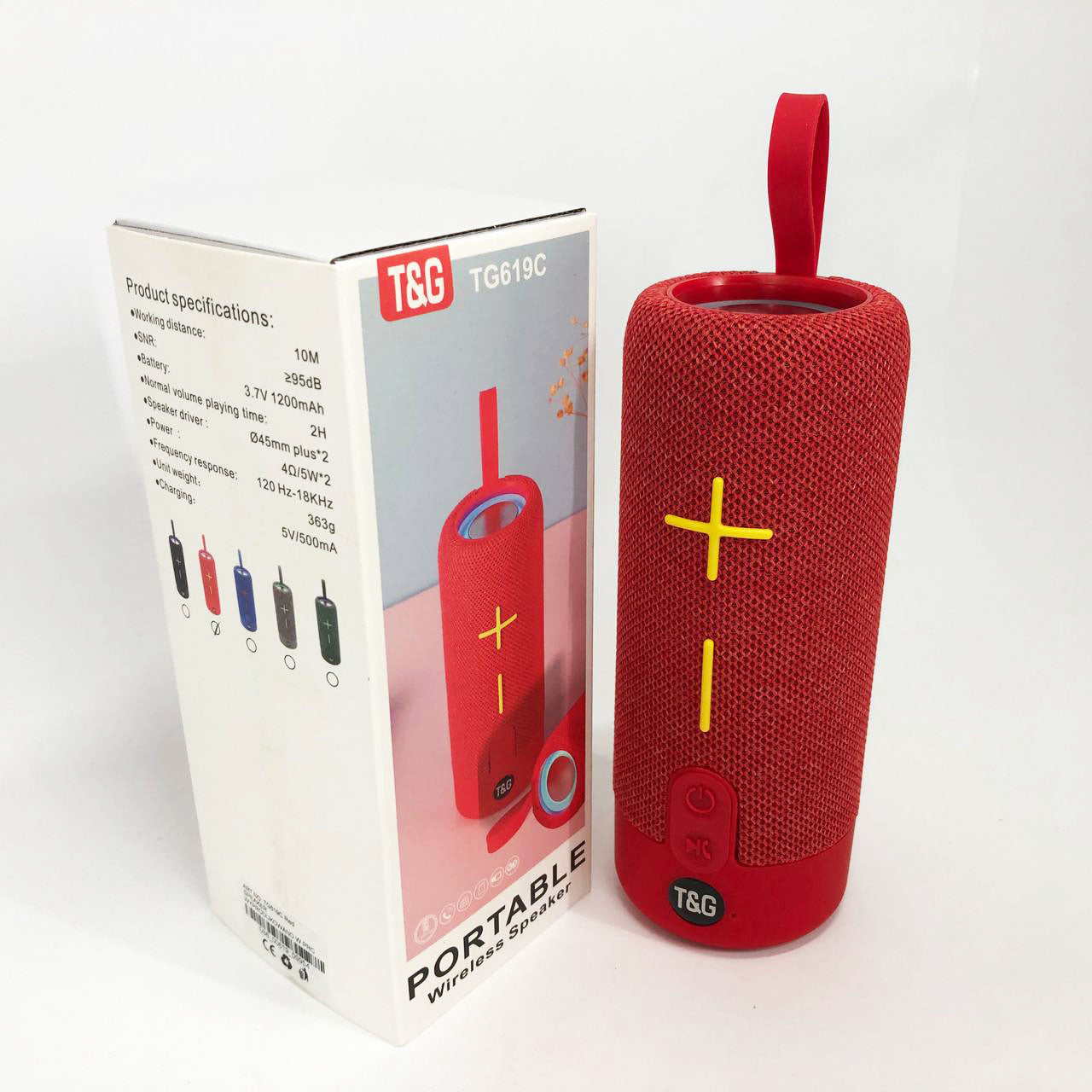 Портативная Bluetooth колонка TG619C FM-радио USB/TF с ремешком, громкая блютуз колонка. Цвет: красный