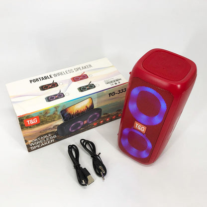 Портативная колонка TG333 2x5W с RGB подсветкой, беспроводная колонка портативная мощная. Цвет: красный