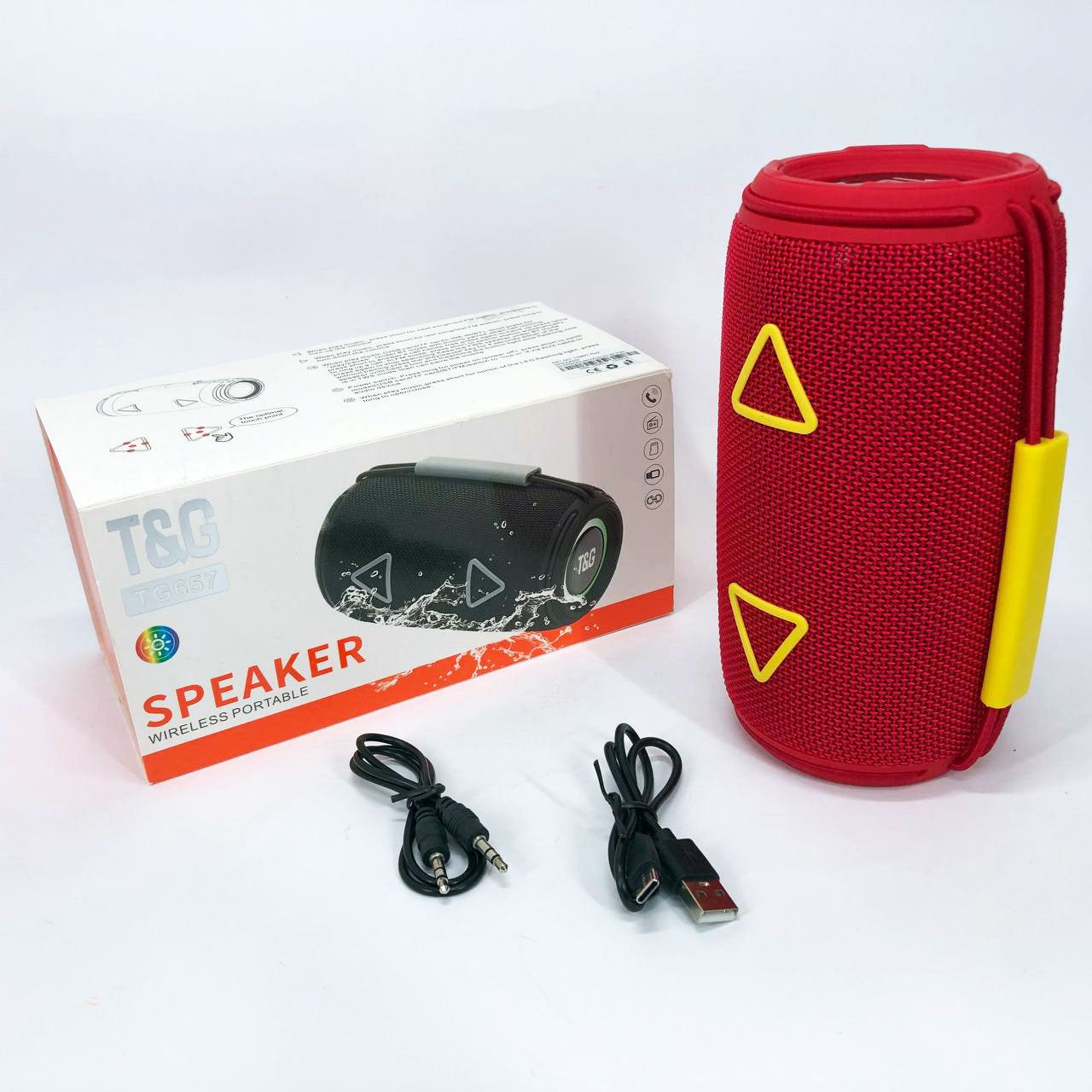 Bluetooth-колонка TG657 с RGB подсветкой 1500 mAh, Беспроводная колонка портативная мощная. Цвет: красный