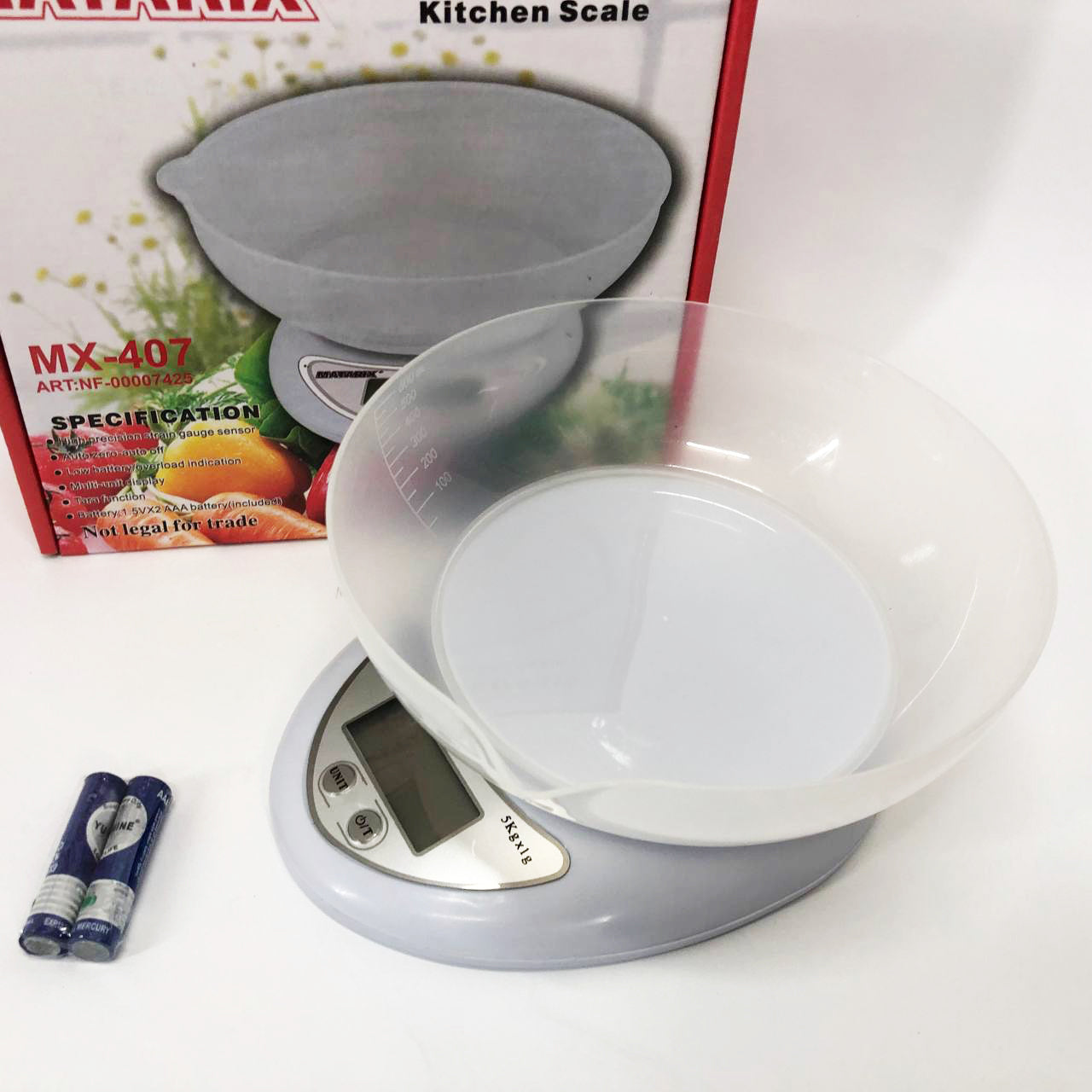 Кухонные электронные весы с чашей до 5 кг Matarix MX-407, Компактные электронные кухонные весы