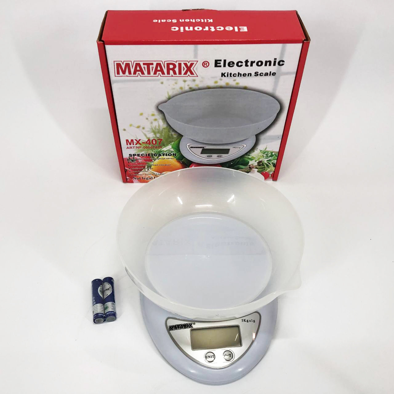 Кухонные электронные весы с чашей до 5 кг Matarix MX-407, Компактные электронные кухонные весы