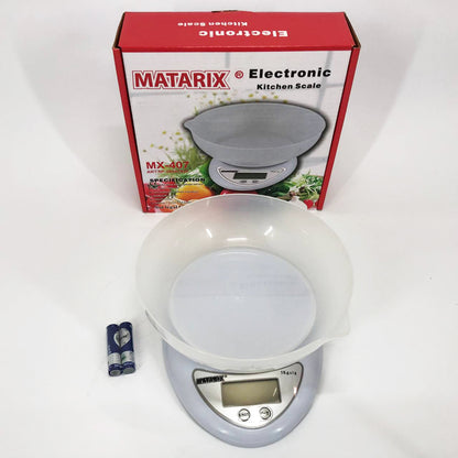 Кухонные электронные весы с чашей до 5 кг Matarix MX-407, Компактные электронные кухонные весы