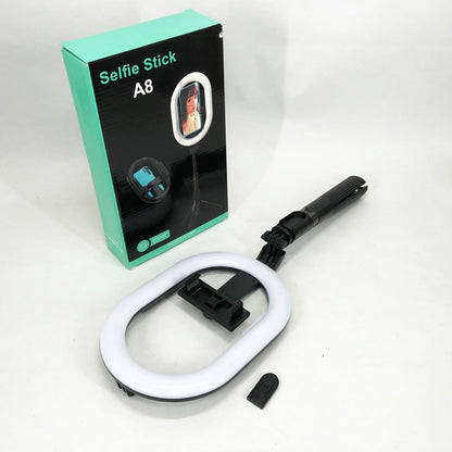 Монопод-штатив для селфи с кольцевой LED лампой Selfie Stick A8 телескопический с пультом и Bluetooth