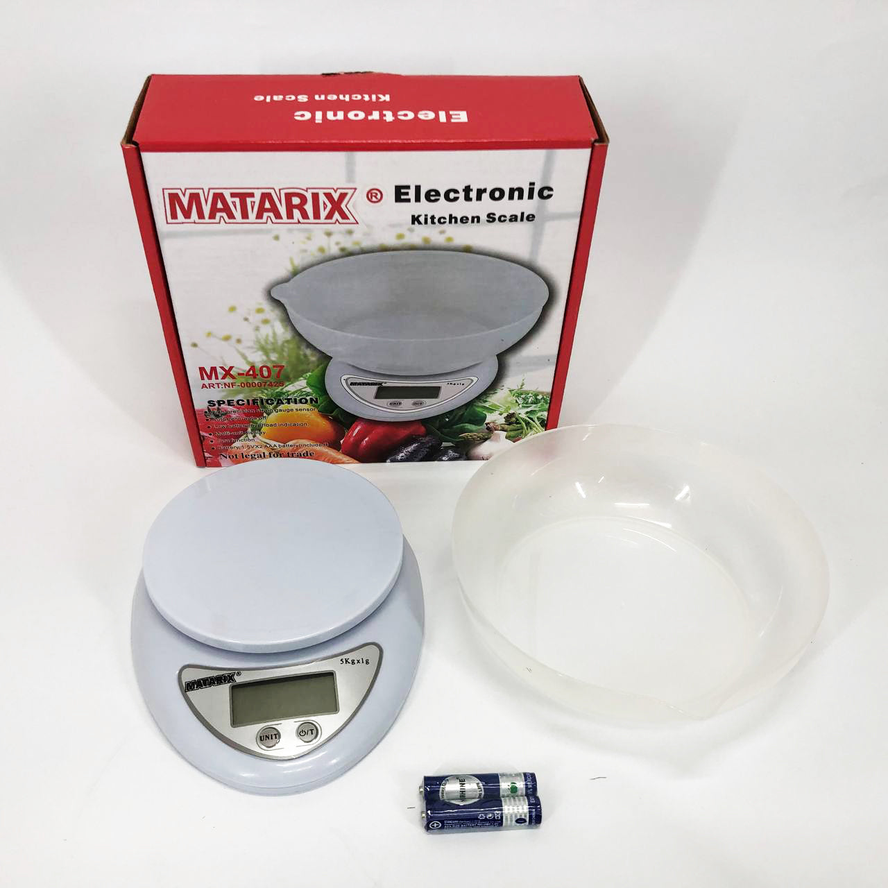 Кухонные электронные весы с чашей до 5 кг Matarix MX-407, Компактные электронные кухонные весы