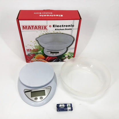 Кухонные электронные весы с чашей до 5 кг Matarix MX-407, Компактные электронные кухонные весы