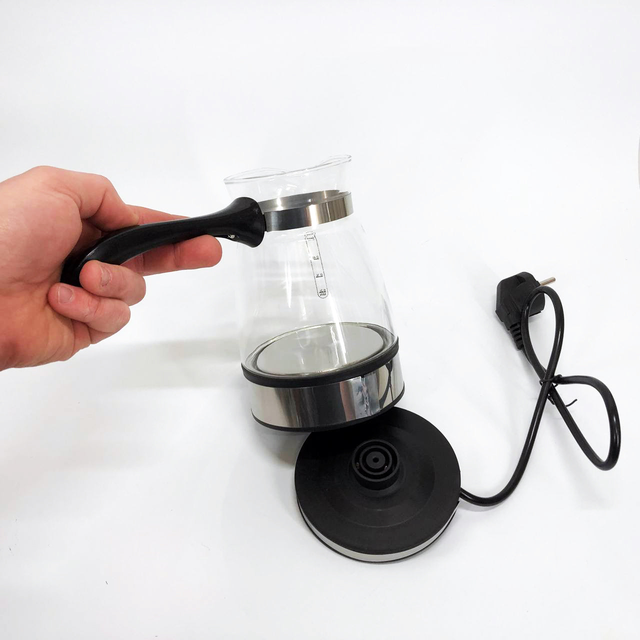 Электрическая турка для кофе RAF R.125 Кофеварка со стеклянной чашей 500мл 600 Вт. Цвет: черный