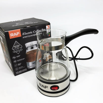 Электрическая турка для кофе RAF R.125 Кофеварка со стеклянной чашей 500мл 600 Вт. Цвет: черный