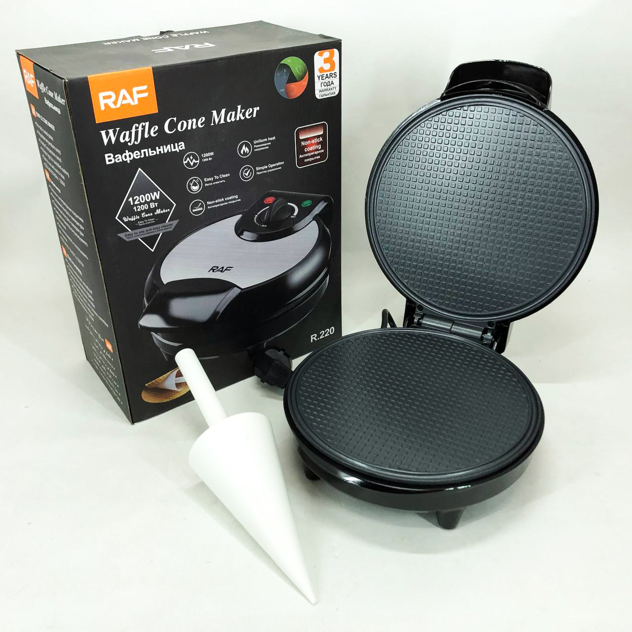 Вафельница электрическая RAF R.220, 1200 Вт с антипригарным покрытием