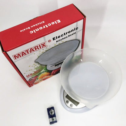 Кухонные электронные весы с чашей до 5 кг Matarix MX-407, Компактные электронные кухонные весы