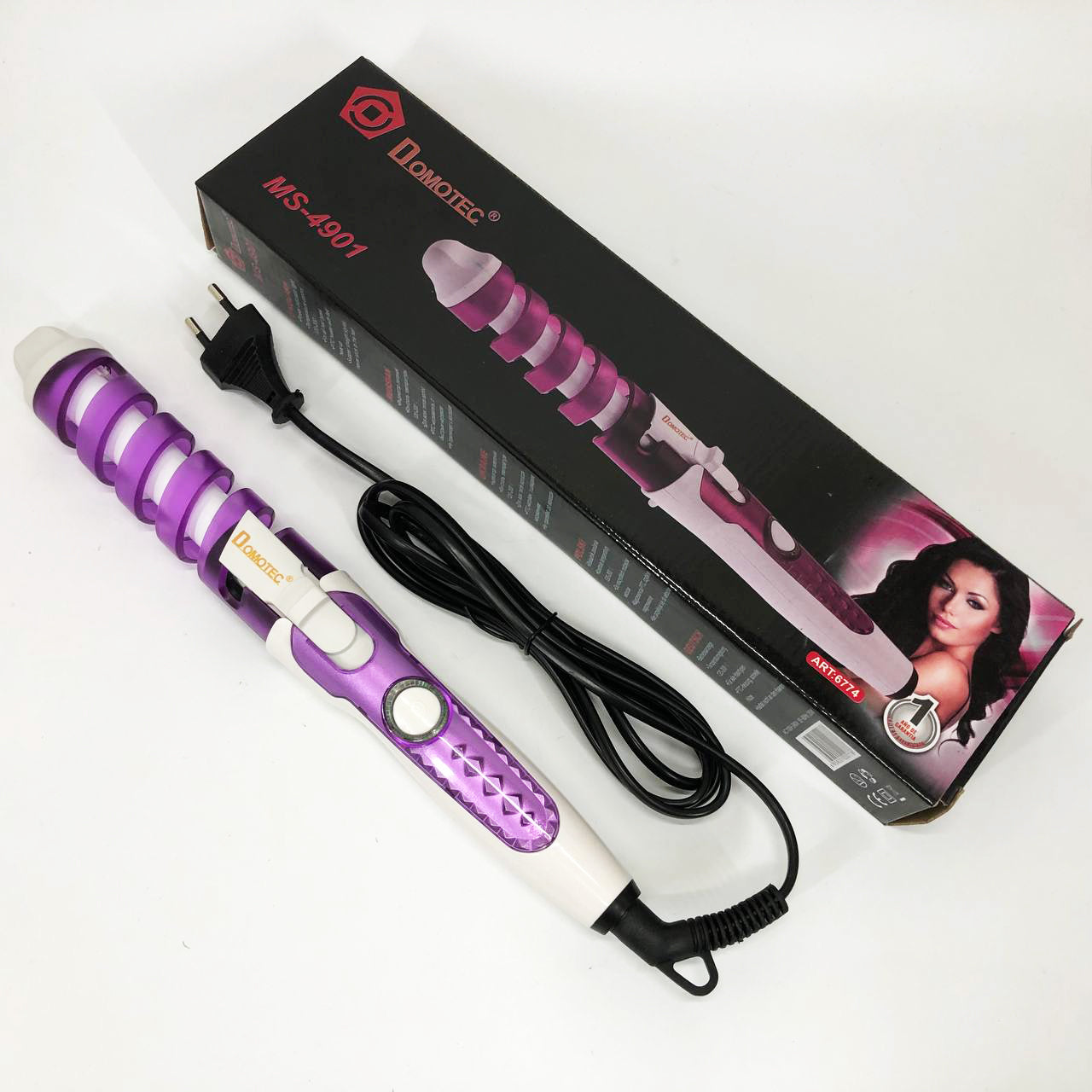 Плойка спиральная для волос Domotec MS 4901 с керамико-турмалиновым покрытием, Стайлер для завивки