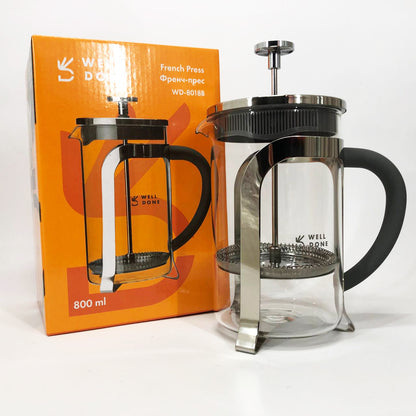 Френч-пресс Well Done WD-8018B с ручкой soft-touch 800 мл, Китайский заварник чайник для заваривания трав