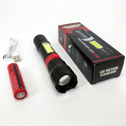 Фонарь ручной аккумуляторный PL-826-P70-COB(white+red), Портативный точечный фонарь, Походный фонарик