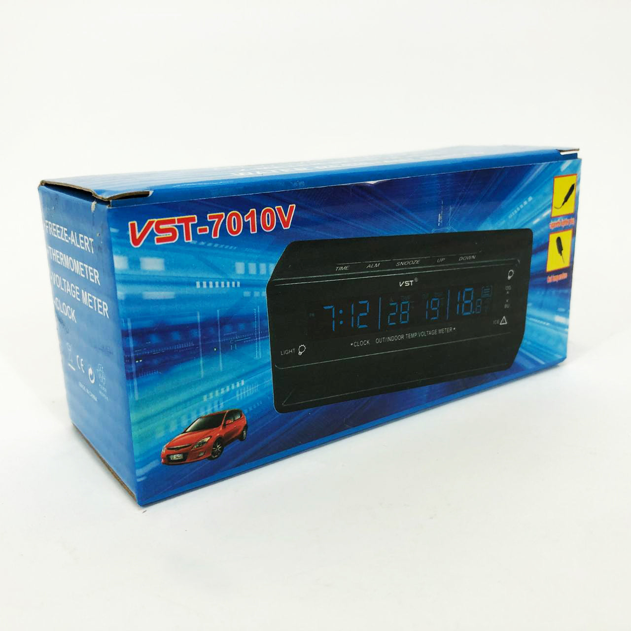 Автомобильные часы с термометром и вольтметром VST-7010V