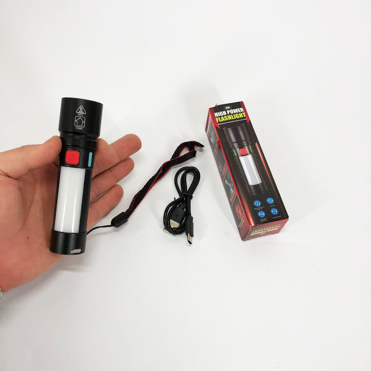 Фонарь 611-TG+COB(white+red), Фонарики для экстренных ситуаций и аварий, Поисковый фонарь ручной