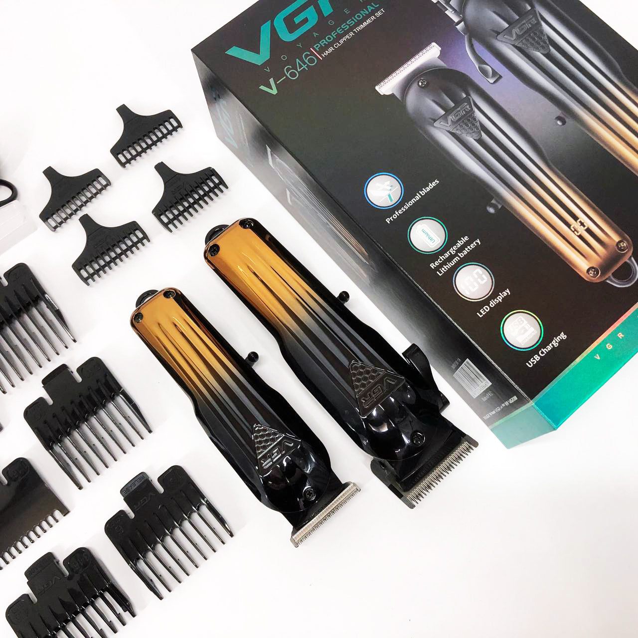 Комплект VGR 2 в 1 V-646 аккумуляторная машинка для стрижки и триммер