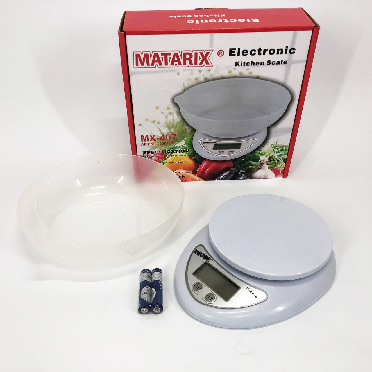 Кухонные электронные весы с чашей до 5 кг Matarix MX-407, Компактные электронные кухонные весы