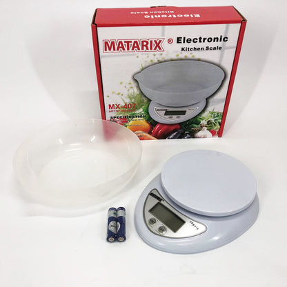 Кухонные электронные весы с чашей до 5 кг Matarix MX-407, Компактные электронные кухонные весы