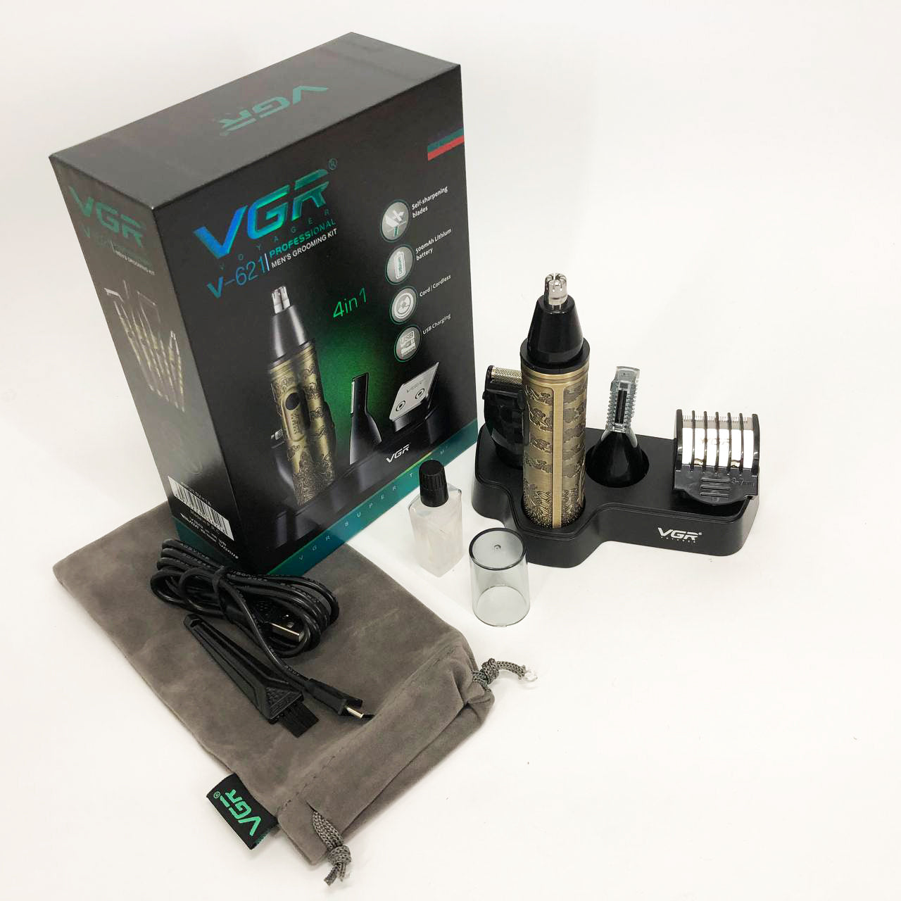 Триммер VGR 4 в 1 V-621, Мужские электробритвы для лица, Бритва для влажного удаления волос