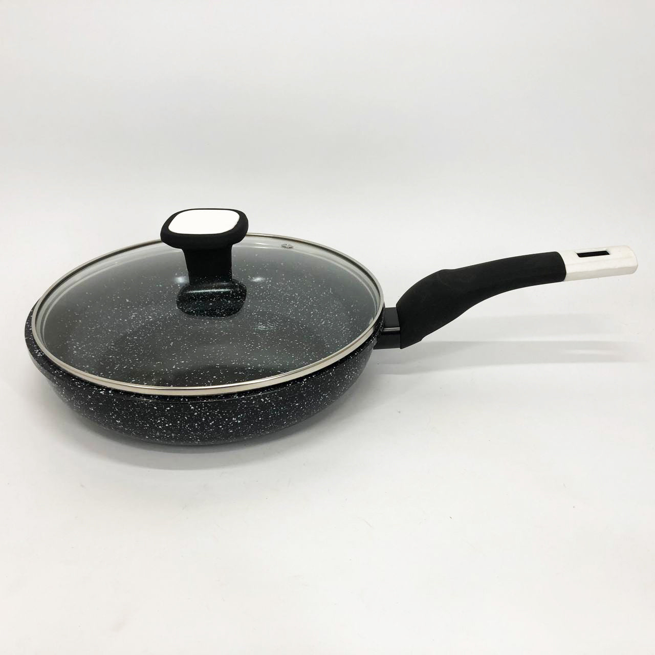 Сковорода UNIQUE UN-5114 22 см с крышкой гранит светлый многослойное покрытие