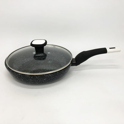 Сковорода UNIQUE UN-5114 22 см с крышкой гранит светлый многослойное покрытие