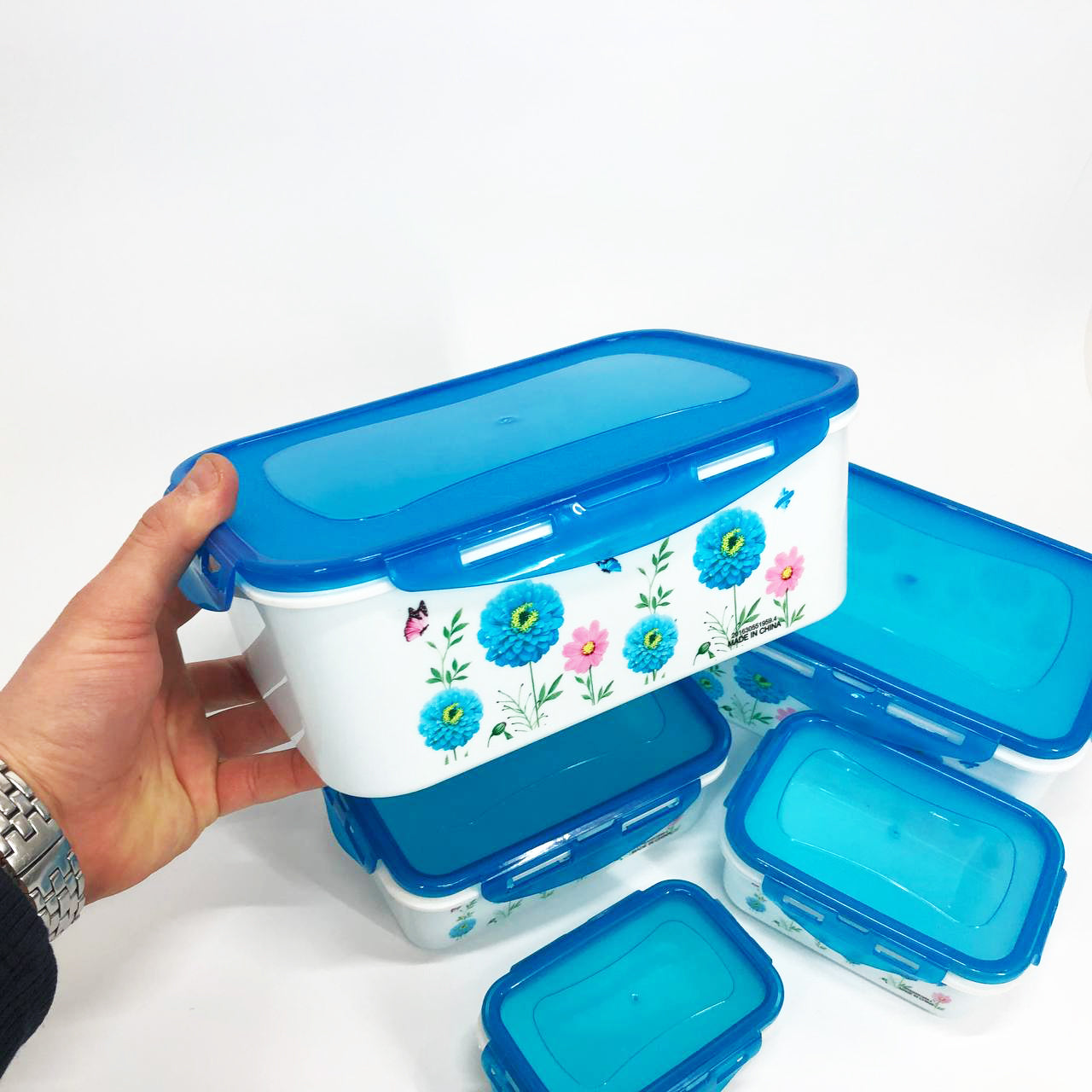 Набор контейнеров UNIQUE UN-1514 5шт. Цвет: голубой