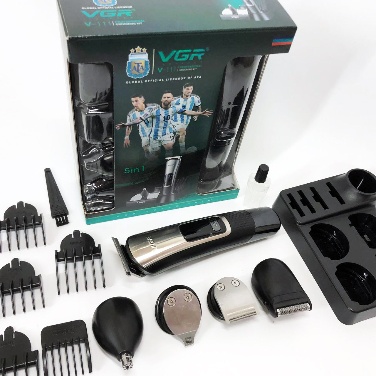 Набор для стрижки VGR 5 в 1 V-111, 9 насадок, Аккумуляторный универсальный триммер для стрижки