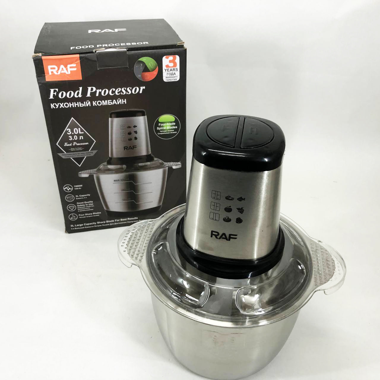 Измельчитель RAF R.7031 электрический блендер-чоппер настольный 3 л 1000 Вт, Кухонный блендер для овощей