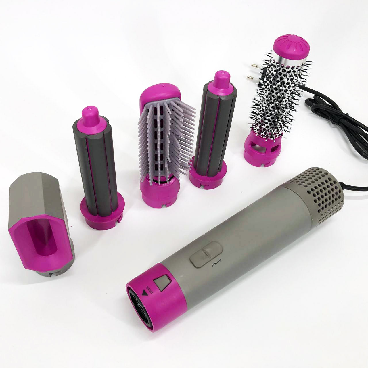 Фен-щетка стайлер 5 в 1 мультистайлер для завивки и укладки волос воздушный с насадками