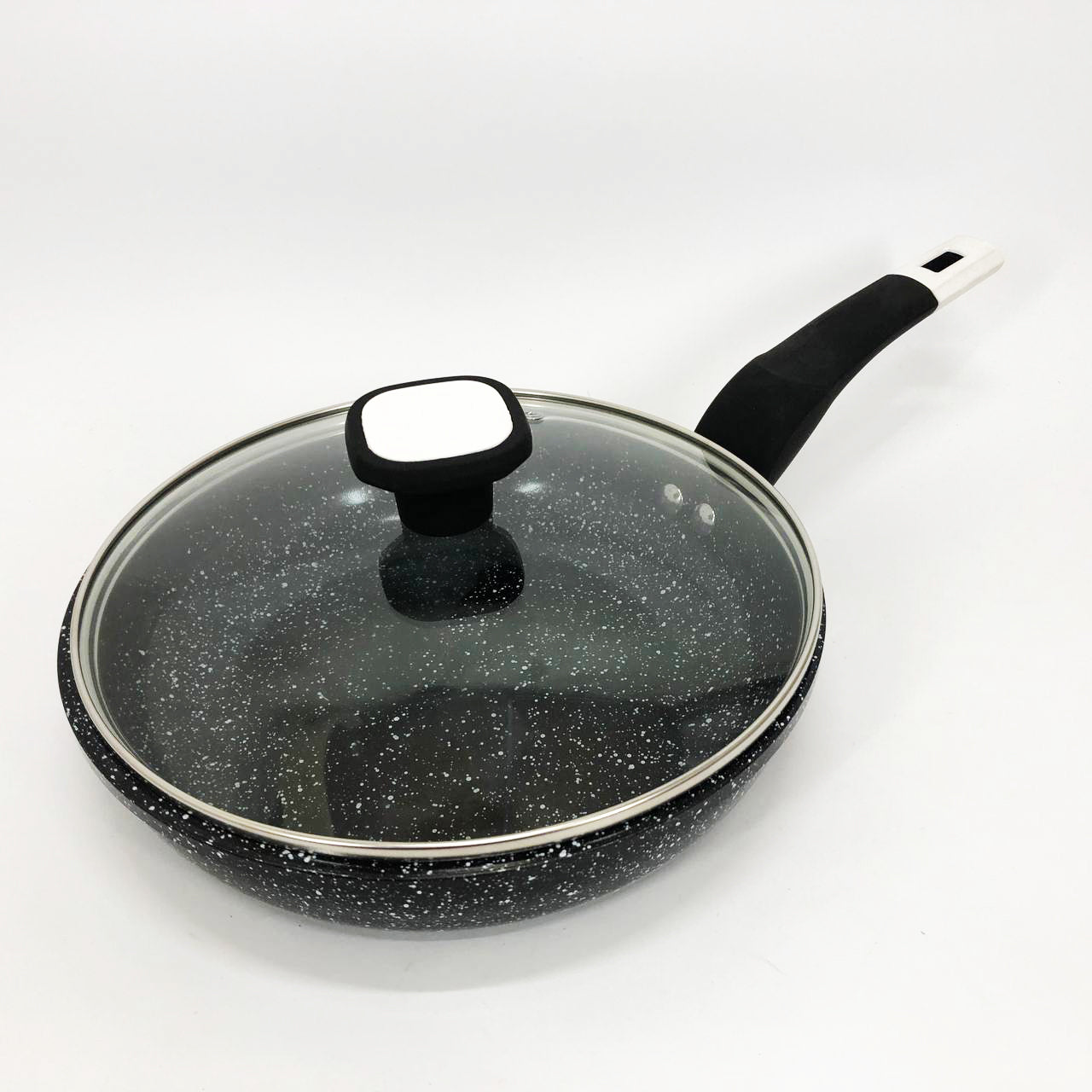 Сковорода UNIQUE UN-5114 22 см с крышкой гранит светлый многослойное покрытие