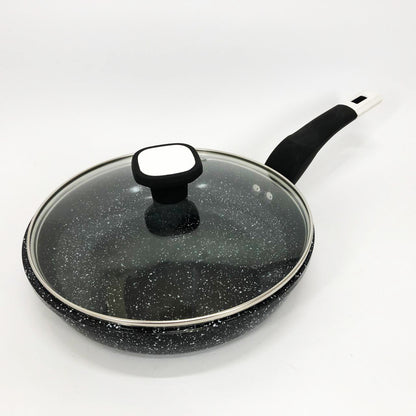 Сковорода UNIQUE UN-5114 22 см с крышкой гранит светлый многослойное покрытие