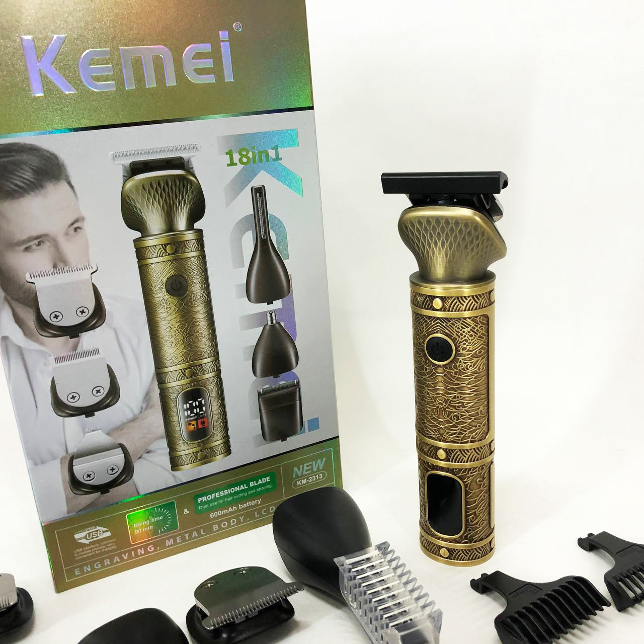 Триммер 18 в 1 Kemei KM-2313, Универсальный триммер для мужчин хорошие машинки для стрижки волос для дома