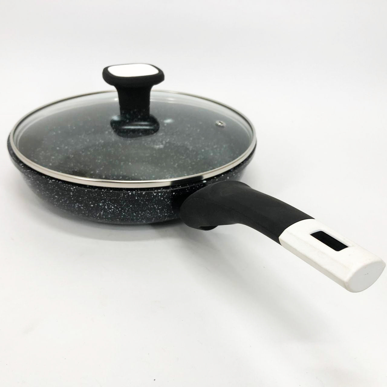 Сковорода UNIQUE UN-5114 22 см с крышкой гранит светлый многослойное покрытие