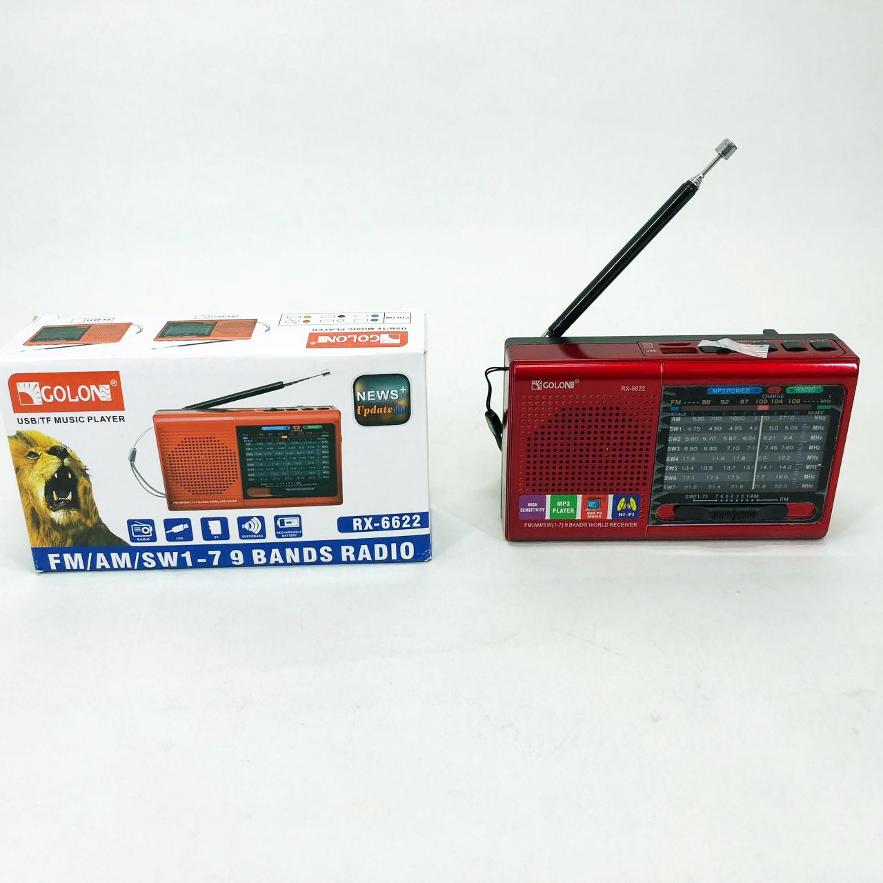 Портативная колонка радио MP3 USB Golon RX-6622. Цвет: красный