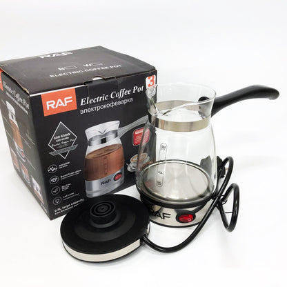 Электрическая турка для кофе RAF R.125 Кофеварка со стеклянной чашей 500мл 600 Вт. Цвет: черный