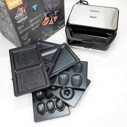 Мультимейкер RAF R.552 – 7 в 1: вафельница, гриль, сэндвичница, пончики, орешки, кексы, печенье, 800 Вт