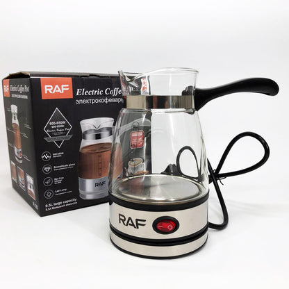 Электрическая турка для кофе RAF R.125 Кофеварка со стеклянной чашей 500мл 600 Вт. Цвет: черный