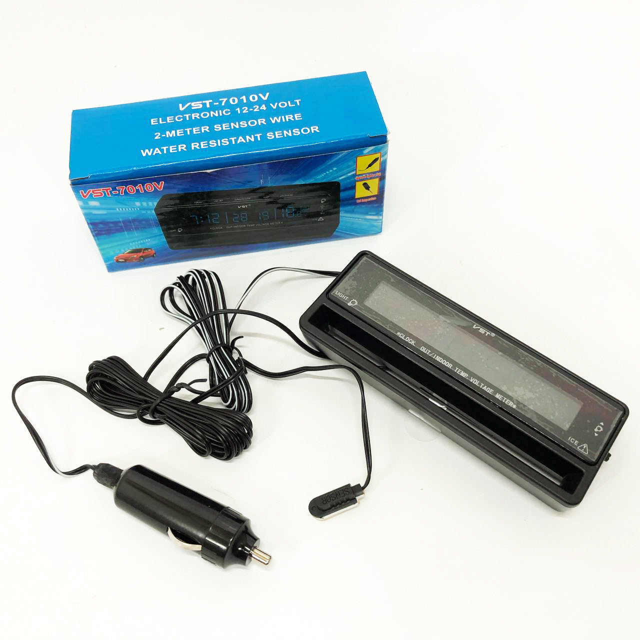 Автомобильные часы с термометром и вольтметром VST-7010V