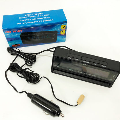 Автомобильные часы с термометром и вольтметром VST-7010V