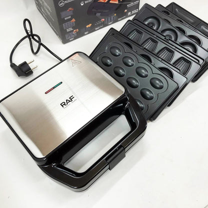 Мультимейкер RAF R.552 – 7 в 1: вафельница, гриль, сэндвичница, пончики, орешки, кексы, печенье, 800 Вт