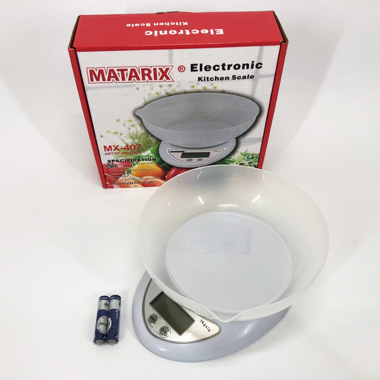 Кухонные электронные весы с чашей до 5 кг Matarix MX-407, Компактные электронные кухонные весы