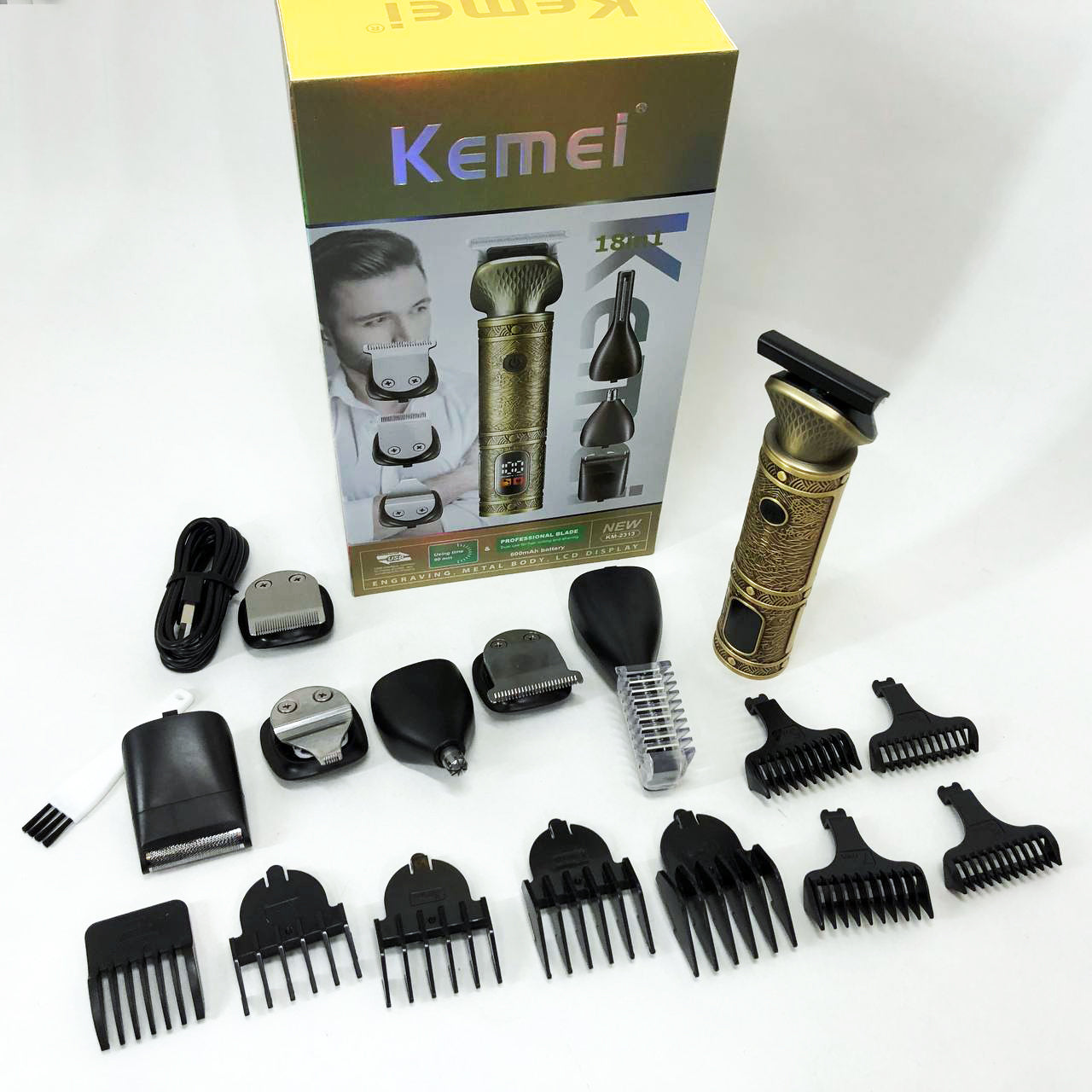 Триммер 18 в 1 Kemei KM-2313, Универсальный триммер для мужчин хорошие машинки для стрижки волос для дома