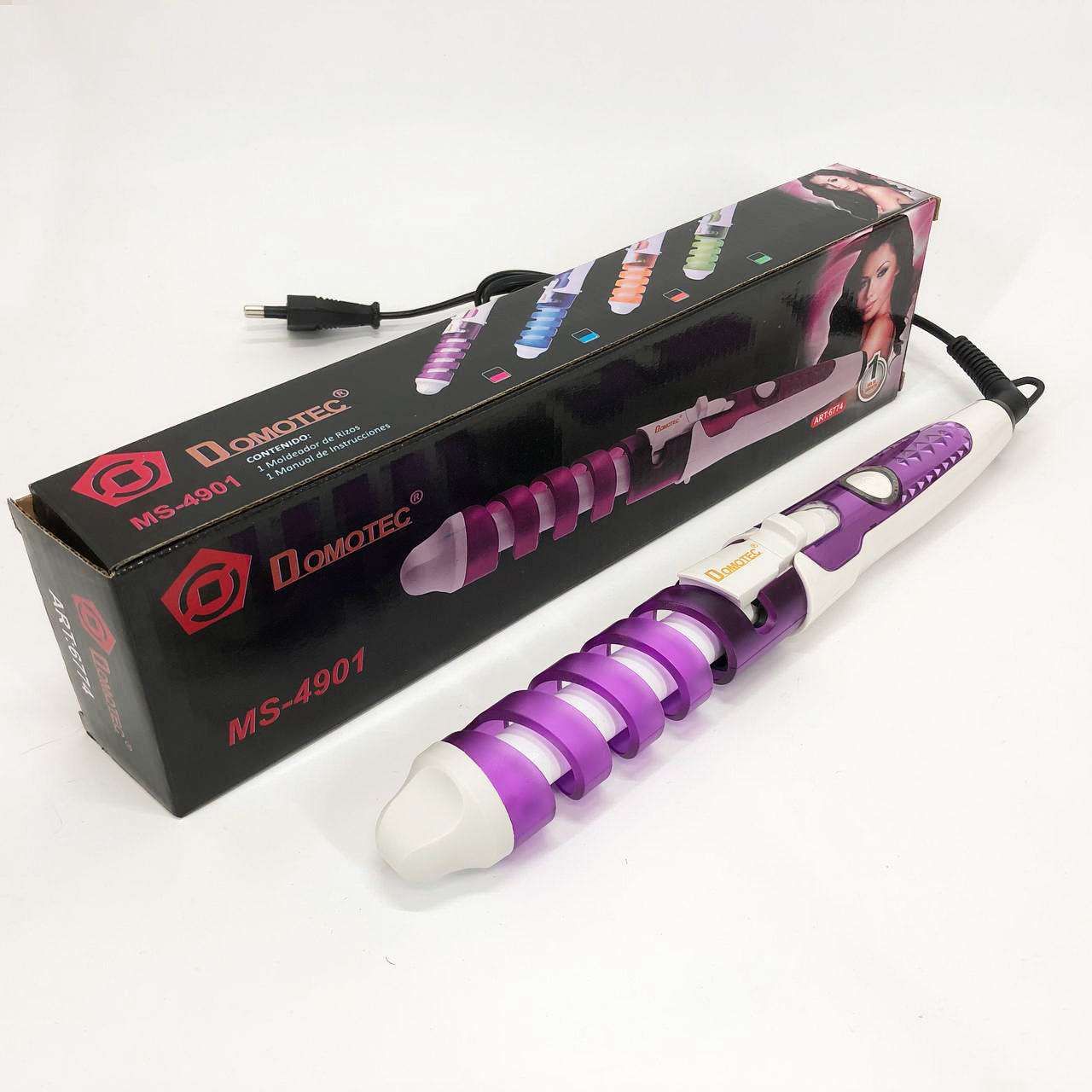 Плойка спиральная для волос Domotec MS 4901 с керамико-турмалиновым покрытием, Стайлер для завивки